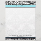 Damask Blue en Black Elegant Letterhead Briefhoofd Sjabloon (Voorkant)