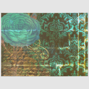 Damask blue Flowers-Steampunk grunge Tissuepapier