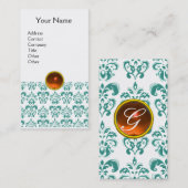 DAMASK BLUE MONOGRAM oranje Visitekaartje (Voorkant / Achterkant)