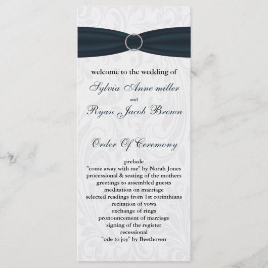 Damask Blue Wedding programma Programmakaart (Voorkant)