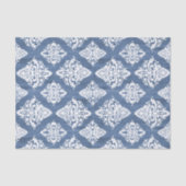 Damask Blue White Waterverf Rustic Wood Decoupage Tissuepapier (Voorkant)