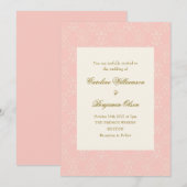   Damask Blush Roze Elegant Huwelijk Kaart (Voorkant / Achterkant)