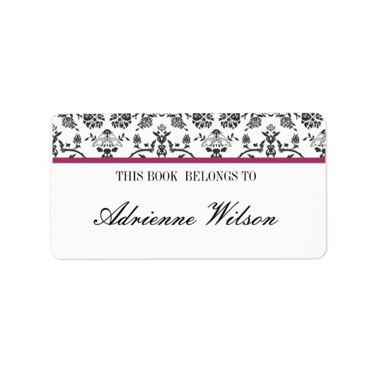 Damask Bookplate Etiket (Voorkant)
