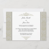 Damask Border Invitation in Champagne Kaart (Voorkant)