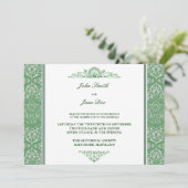 Damask Border Invitation in Mint Kaart (Staand voorkant)