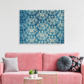 Damask botanic & hearts blue golden triptyprint canvas afdruk (Insitu (Woonkamer))