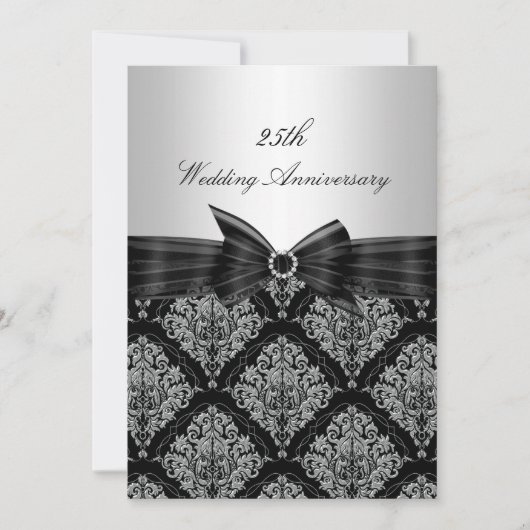 Damask & Bow 25e huwelijksjubileum uitnodiging (Voorkant)
