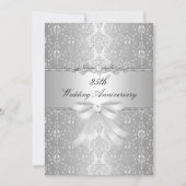 Damask Bow 25th Wedding Jubileum Invite Kaart (Voorkant)