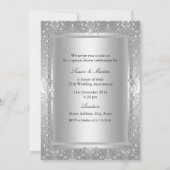 Damask Bow 25th Wedding Jubileum Invite Kaart (Achterkant)