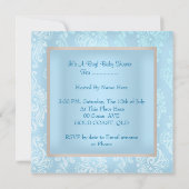 Damask Boy Baby shower Blue White Floral Kaart (Achterkant)
