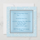 Damask Boy Baby shower Blue White Floral Kaart (Achterkant)