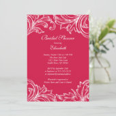  Damask Bridal Shower Invitation Berry Pink Kaart (Staand voorkant)
