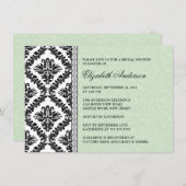 Damask Bridal Shower Invitation Black & Green Kaart (Voorkant / Achterkant)