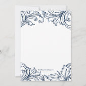  Damask Bridal Shower Invitation Blue Kaart (Achterkant)