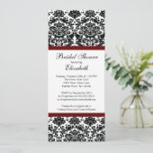 Damask Bridal Shower Invitation Burgundy Wine Kaart (Staand voorkant)