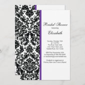Damask Bridal Shower Invitation Eggplant Paars Kaart (Voorkant / Achterkant)