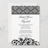 Damask Bridal Shower Invitation Elegant Black Kaart (Voorkant)
