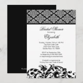 Damask Bridal Shower Invitation Elegant Black Kaart (Voorkant / Achterkant)