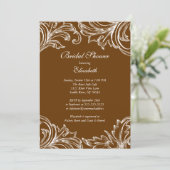  Damask Bridal Shower Invitation Herfst Brown Kaart (Staand voorkant)