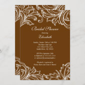  Damask Bridal Shower Invitation Herfst Brown Kaart (Voorkant / Achterkant)