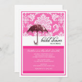 Damask Bridal Shower Invitation in Fuchsia Kaart (Voorkant / Achterkant)