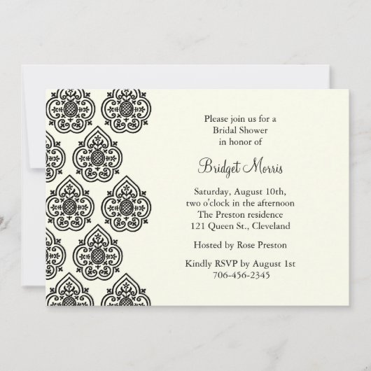 Damask Bridal Shower Invitation Kaart (Voorkant)