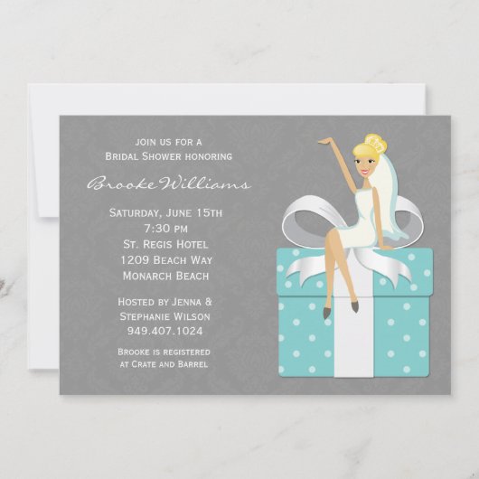 Damask Bridal Shower Invitation Kaart (Voorkant)