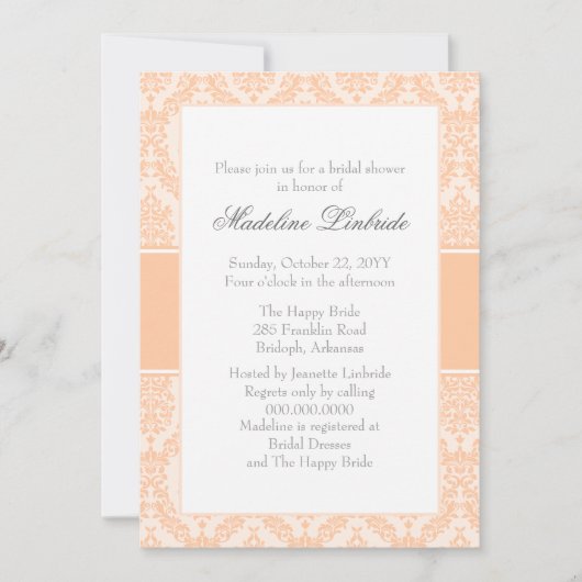 Damask Bridal Shower Invitation Kaart (Voorkant)