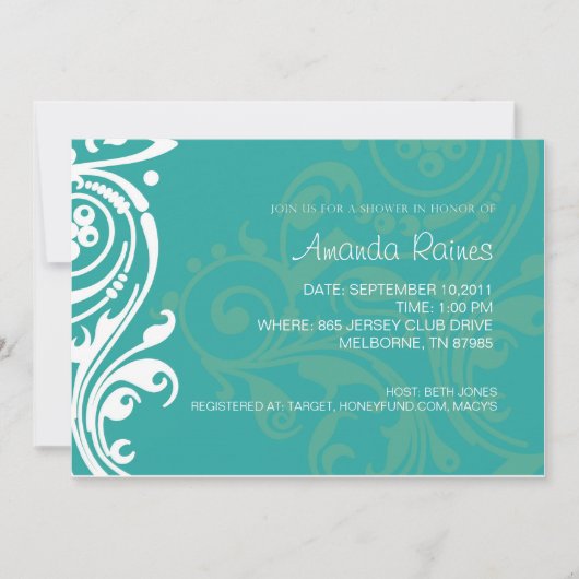 Damask Bridal Shower Invitation Kaart (Voorkant)