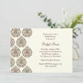 Damask Bridal Shower Invitation Kaart (Staand voorkant)