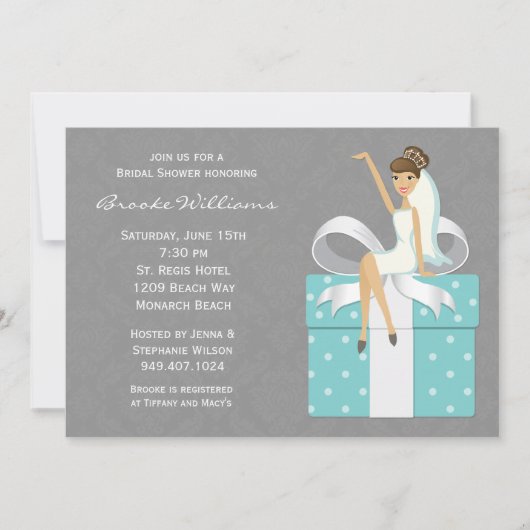 Damask Bridal Shower Invitation Kaart (Voorkant)