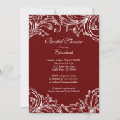  Damask Bridal Shower Invitation Merlot Kaart (Voorkant)