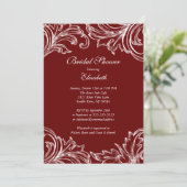  Damask Bridal Shower Invitation Merlot Kaart (Staand voorkant)