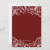  Damask Bridal Shower Invitation Merlot Kaart (Achterkant)