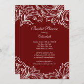  Damask Bridal Shower Invitation Merlot Kaart (Voorkant / Achterkant)