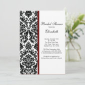 Damask Bridal Shower Invitation Merlot Red Kaart (Staand voorkant)