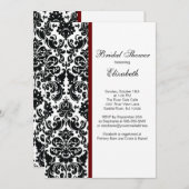 Damask Bridal Shower Invitation Merlot Red Kaart (Voorkant / Achterkant)