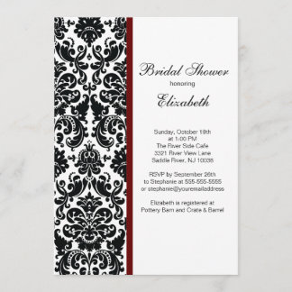 Damask Bridal Shower Invitation Merlot Red Kaart