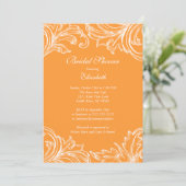  Damask Bridal Shower Invitation Oranje Kaart (Staand voorkant)
