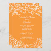  Damask Bridal Shower Invitation Oranje Kaart (Voorkant / Achterkant)