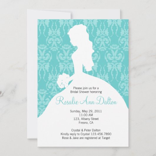 Damask Bride - Vrijgezellenfeest Invitation Kaart (Voorkant)