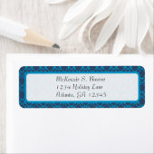 Damask Bright Aqua & Navy Return Address Etiket (Insitu)
