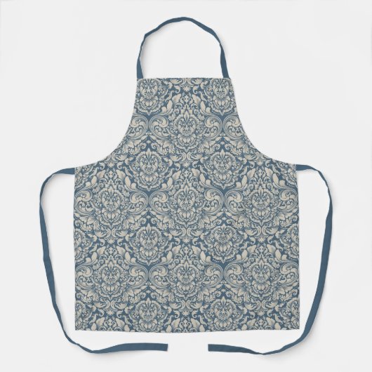 Damask Brocade Flourish op Blue Schort (Voorkant)