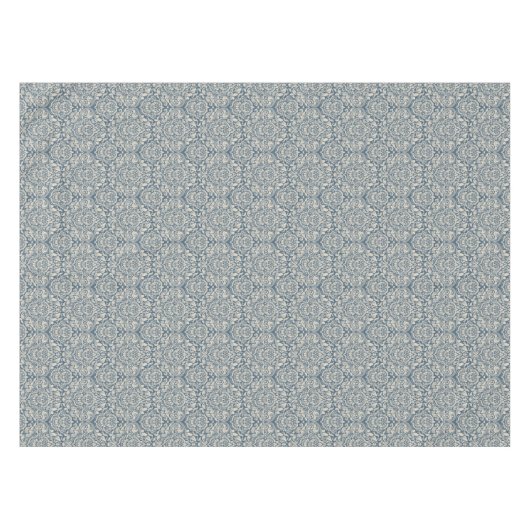  Damask Brocade Flourish op Blue Tafelkleed (Voorkant (Horizontaal))