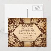  Damask Brown Bewaar de datum Post Cards Aankondigingskaart (Voorkant / Achterkant)