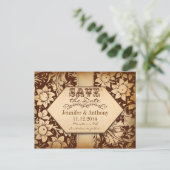  Damask Brown Bewaar de datum Post Cards Aankondigingskaart (Staand voorkant)