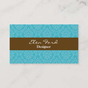 Damask Brown en Blue Elegant Visitekaartjes