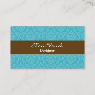 Damask Brown en Blue Elegant Visitekaartjes