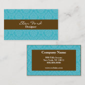 Damask Brown en Blue Elegant Visitekaartjes (Voorkant / Achterkant)
