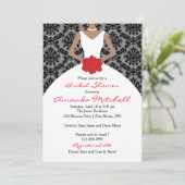 Damask Bruid Douche Uitnodigingen │ Donkere Huid (Staand voorkant)